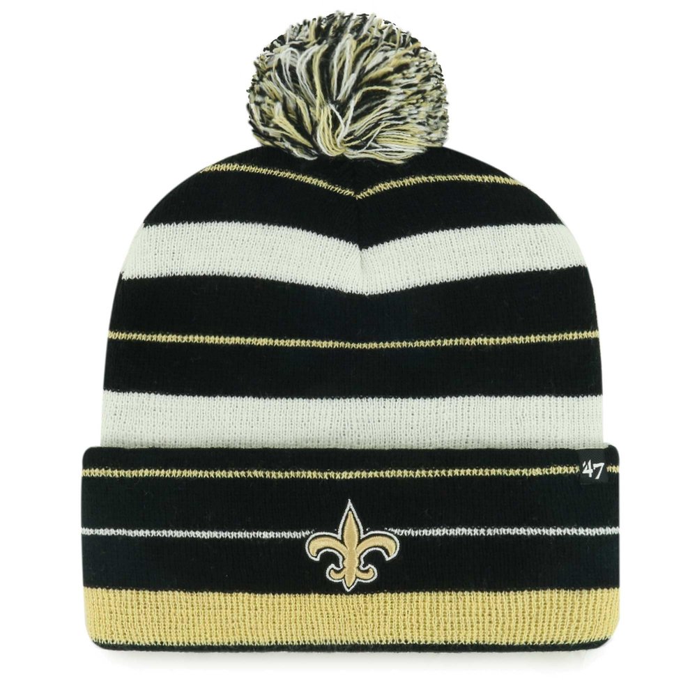47 Men's Black New Orleans Saints Powerline Cuffed Knit Hat with Pom