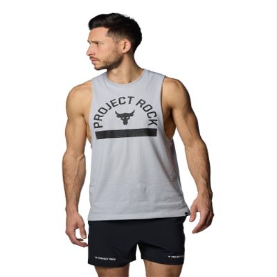 Under Armour Men's Project Rock Payoff Graphic Sleeveless T Shirt, (011) Mod Gray Medium Heather / / Black, 5X-Large