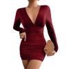 Canbebig Clearance Women's Square Neck Long Sleeve Maxi Dress Ribbed Bodycon Dresses for Women Soft Lounge Dress Wine Red view 1