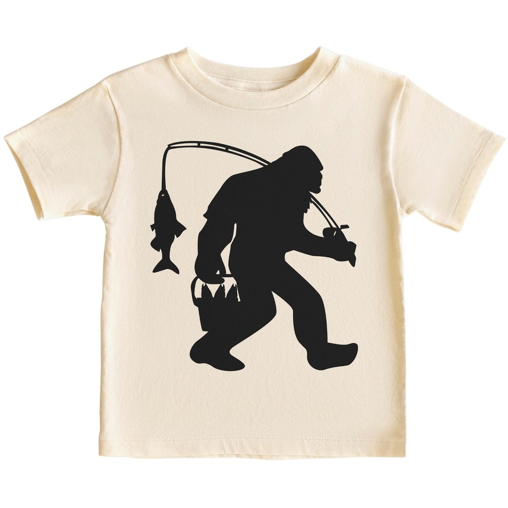 CAOMP Bigfoot Fishing T-Shirt for Youth Toddler and Baby Bigfoot Fishing Kids Natural 12 M #01223