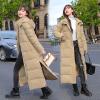 todays deals Women's Long Quilted Coat Fashion Ladies Maxi Length Winter Thickened Hooded Puffer Jacket Side Slit Button Outwear light winter jackets for women Khaki 2X view 4