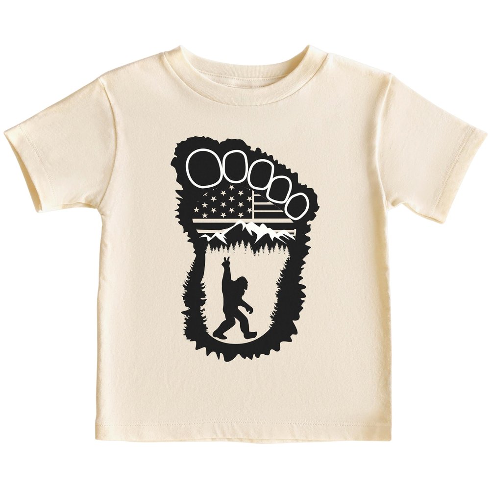 CAOMP Bigfoot American Flag T-Shirt for Youth Toddler and Baby Bigfoot American Flag Kids Banana Newborn #01213