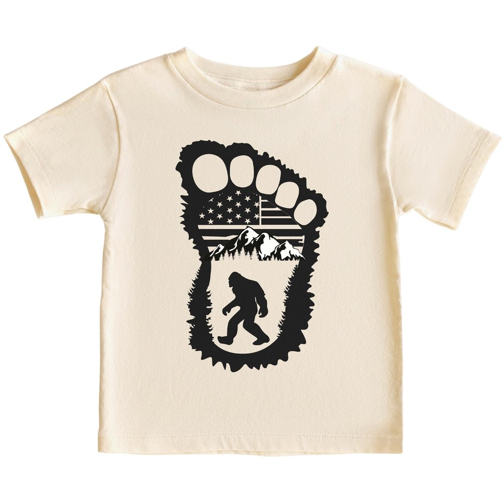 CAOMP Bigfoot American Flag T-Shirt for Youth Toddler and Baby Bigfoot American Flag Kids Light Blue Medium #01214