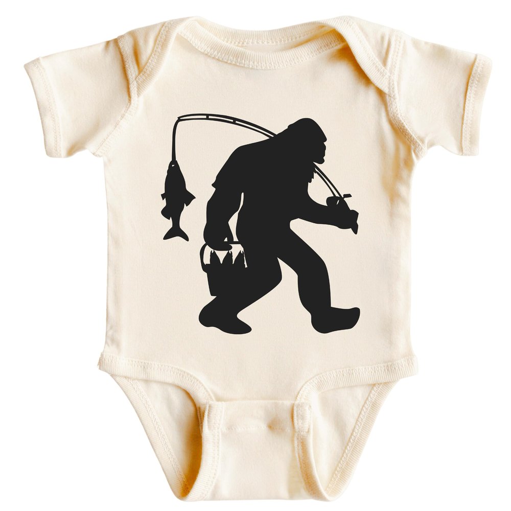 CAOMP Bigfoot Fishing T-Shirt for Youth Toddler and Baby Bigfoot Fishing Kids Light Blue Newborn #01223