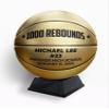 1000 REBOUNDS Custom Metallic Gold Basketball with Display Stand | Official Size | Personalized with Your Text! | Great for Award Ceremonies, Banquets, Senior Night view 1