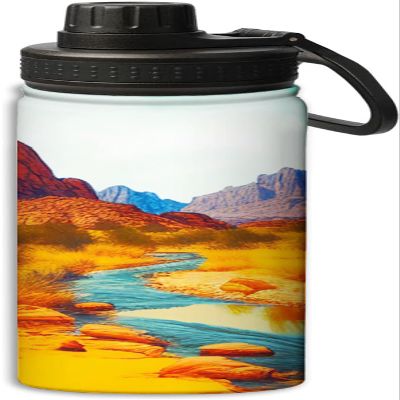 Yioniii Day in Red Rock pattern 18 oz Insulated Water Bottle, Double Wall Vacuum Stainless Steel Water Bottle,Water Bottle Keeps Hot or Cold Sports Gym,Orange
