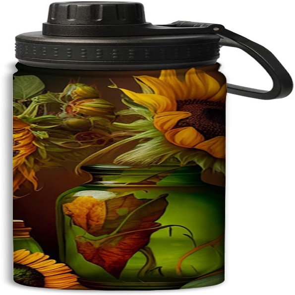 Yioniii Sunflower vase wallpaper pattern 18 oz Insulated Water Bottle Leak Proof, Reusable Sports Flask For Cold Drink for Hiking Climbing Running,Multicolour