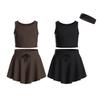 Essenclo Flowy Girls Butterfly Shorts Skirts w/Pockets & Athletic Sleeveless Tank Tops, Dance Tennis Cheer Running (5pc Set) - E2106 - Set-11-15-16 view 1