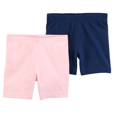 Carter's Girls' Baby, Toddler, Kids, 2 Pack Cotton Leggings/Shorts (Light Pink/Navy, 4T)