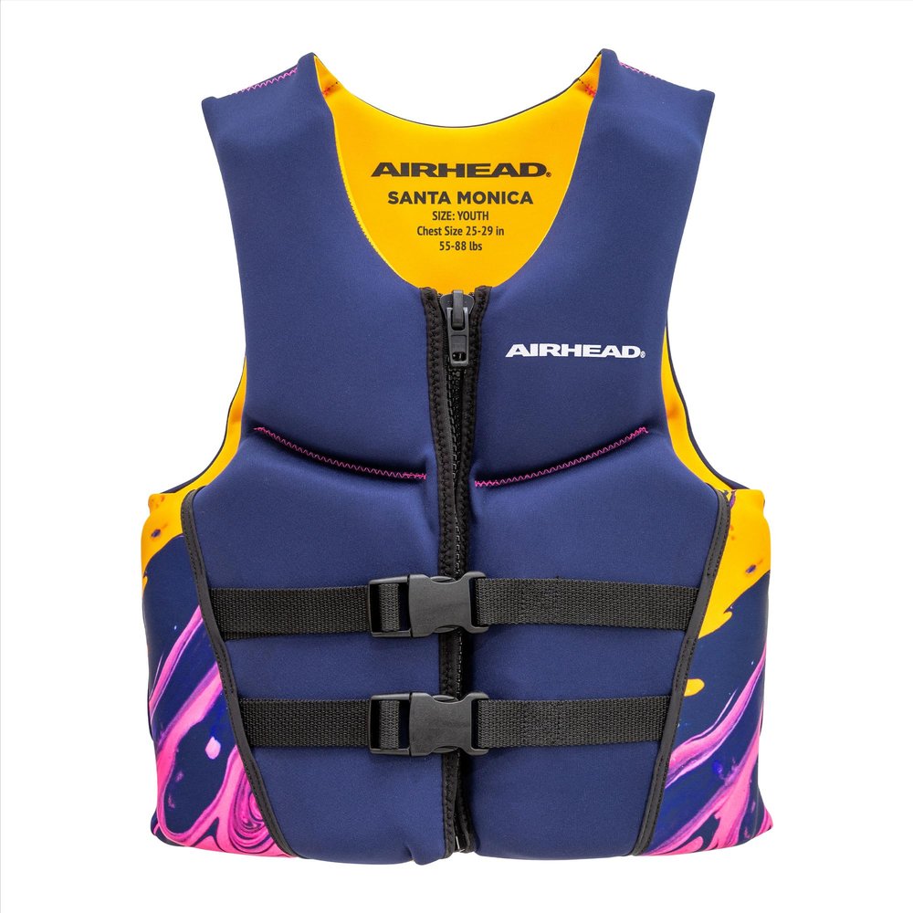 Airhead Santa Monica Life Vest Youth Size Navy L70, Fits 55-88 lbs.