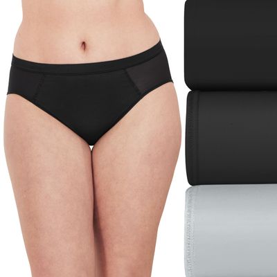 Bali Women's Hi-Cut Underwear 3-Pack, Second Skin Mesh High Cut Panties, No Panty Lines