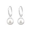 925 Sterling Silver Dangling Faux Pearl 12mm Hoop Earrings, Sold as a Pair (Silver) view 1