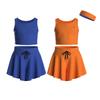 Essenclo Flowy Girls Butterfly Shorts Skirts w/Pockets & Athletic Sleeveless Tank Tops, Dance Tennis Cheer Running (5pc Set) - E2106 - Set-8-11-12 view 1