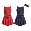 Essenclo Flowy Girls Butterfly Shorts Skirts w/Pockets & Athletic Sleeveless Tank Tops, Dance Tennis Cheer Running (5pc Set) - E2106 - Set-7-5-6 view 1