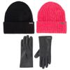 Nicole Miller Hat and Glove Set for Women Pack of 2 Winter Beanie Hats Soft & Faux Leather Gloves, Black L/XL view 1
