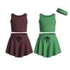 Essenclo Flowy Girls Butterfly Shorts Skirts w/Pockets & Athletic Sleeveless Tank Tops, Dance Tennis Cheer Running (5pc Set) - E2106 - Set-6-7-8 view 1