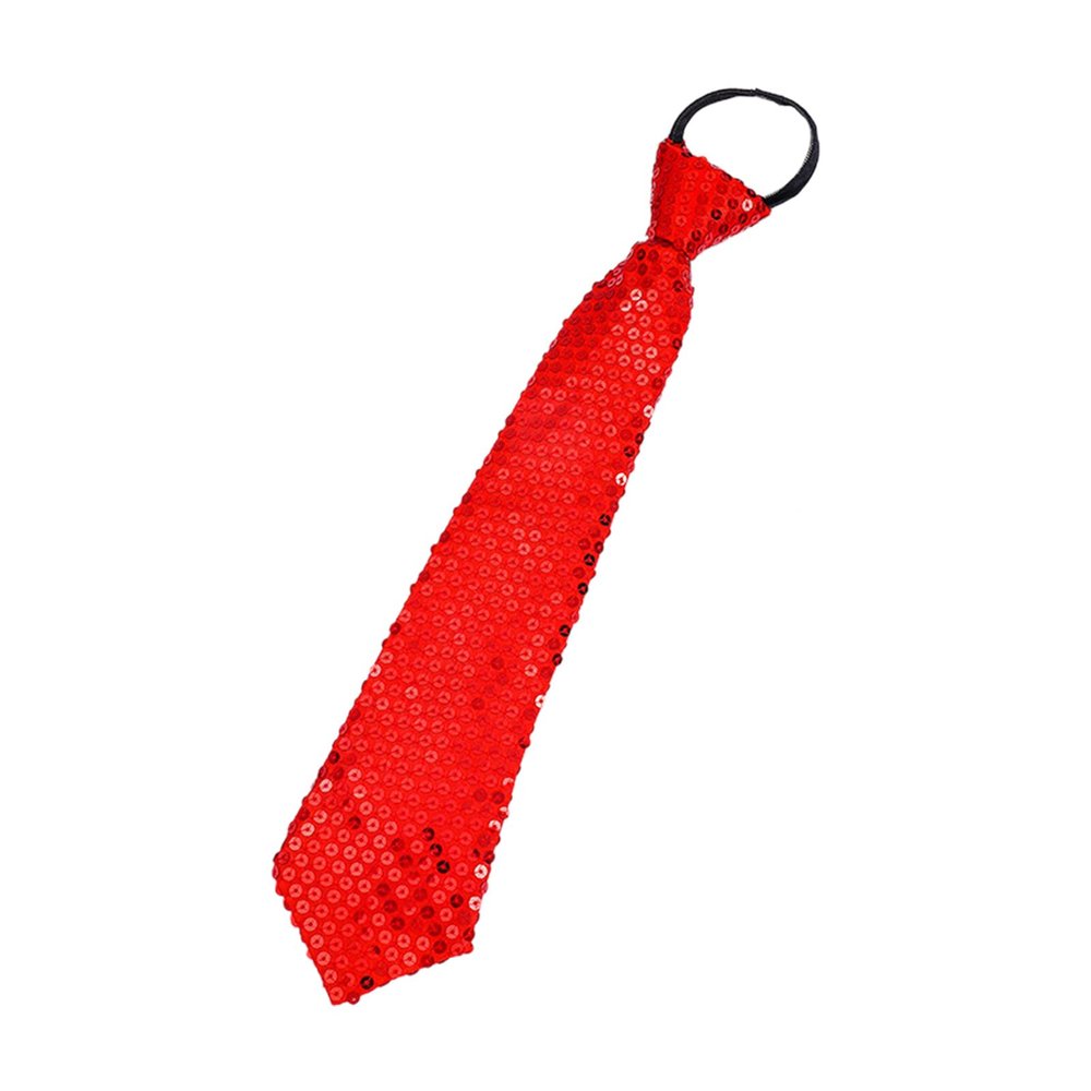 Acinkeety Unisex Shinning Sequins Tie For Mens Women Glitter Pre-Tied Necktie With Adjustable Zipper For Festival Dance