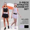 Essenclo Flowy Girls Butterfly Shorts Skirts w/Pockets & Athletic Sleeveless Tank Tops, Dance Tennis Cheer Running (5pc Set) - E2106 - Set-10-7-8 view 2