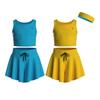 Essenclo Flowy Girls Butterfly Shorts Skirts w/Pockets & Athletic Sleeveless Tank Tops, Dance Tennis Cheer Running (5pc Set) - E2106 - Set-10-9-10 view 1