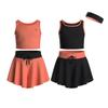 Essenclo Flowy Girls Butterfly Shorts Skirts w/Pockets & Athletic Sleeveless Tank Tops, Dance Tennis Cheer Running (5pc Set) - E2106 - Set-3-13-14 view 1