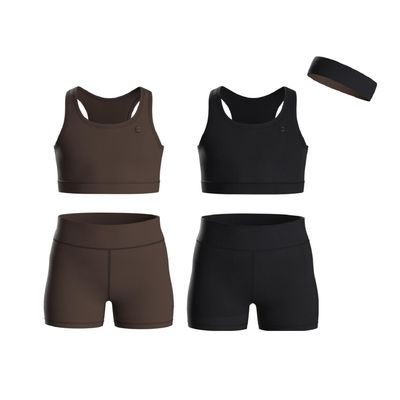 Essenclo Girls Clothing Athletic Sets Sleeveless Crop Tank Tops & Bike Shorts Cheer, Gymnastics, Volleyball Size 3-16 (5 Pcs) - E2108 - Set-7-11-12