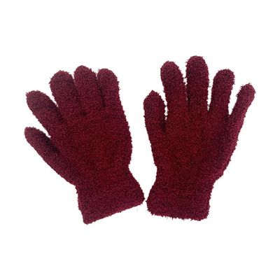 Acinkeety Coral Velvet Gloves Winter Full Finger Mittens Stretchy Solid Color Gloves For Teens Christmas Presents Full Fing