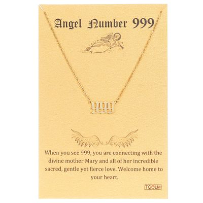 TGOLM Gold Plated Stainless Steel 999 Angel Number Pendant Necklace for Women