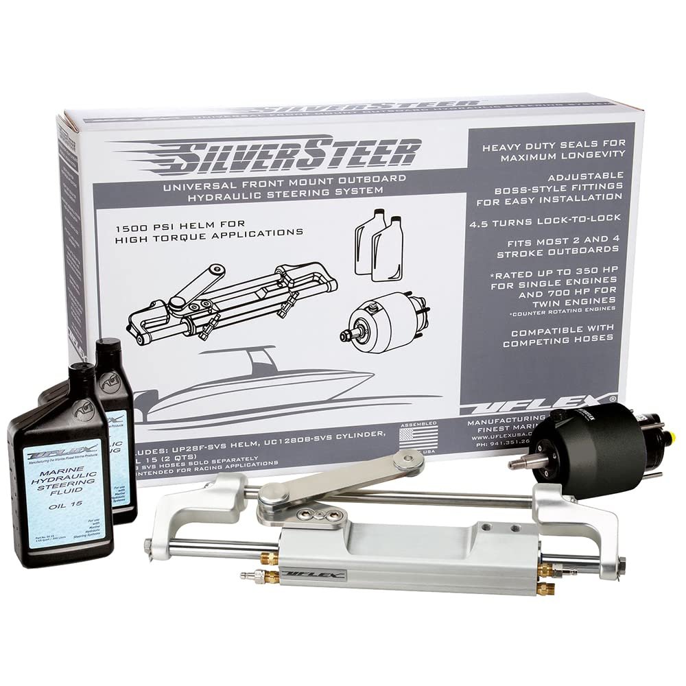 UC130 V1 Silver Steer Front Mount Outboard Hydraulic Steering System