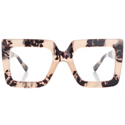Kursan Oversized Square Black Glasses for Women Men Big Frame Blue Light Blocking Glasses Fashion Eyeglasses (Leopard)