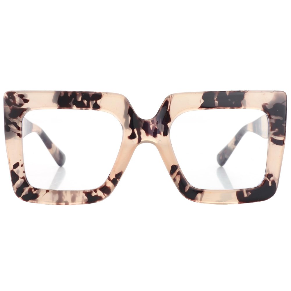 Kursan Oversized Square Black Glasses for Women Men Big Frame Blue Light Blocking Glasses Fashion Eyeglasses (Leopard)