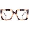 Kursan Oversized Square Black Glasses for Women Men Big Frame Blue Light Blocking Glasses Fashion Eyeglasses (Leopard) view 1