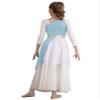 TSSOE Kids Girls Sleeveless Asymmetrical Praise Dance Overlay Color Block Lyrical Dance Tunic Dress Sky 10 Years view 2
