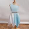 TSSOE Kids Girls Sleeveless Asymmetrical Praise Dance Overlay Color Block Lyrical Dance Tunic Dress Sky 10 Years view 3