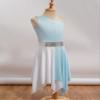 TSSOE Kids Girls Sleeveless Asymmetrical Praise Dance Overlay Color Block Lyrical Dance Tunic Dress Sky 10 Years view 4
