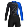 iiniim Kids Girls Mock Neck Long Sleeve Shiny Ballet Dance Leotard Gym Skating Bodysuit One Piece Jumpsuit Dancewear Blue Suit 14 Years view 3