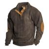 Mens 2023 Novelty Corduroy Pullovers Hiking Sweater Shirt Long Sleeve Shirt Pullover Comfy Slim Fit Casual Sweatshirts Mock Neck Fall Winter Clothes 1/4 Zip Pullover Button up Sweatshirt view 1