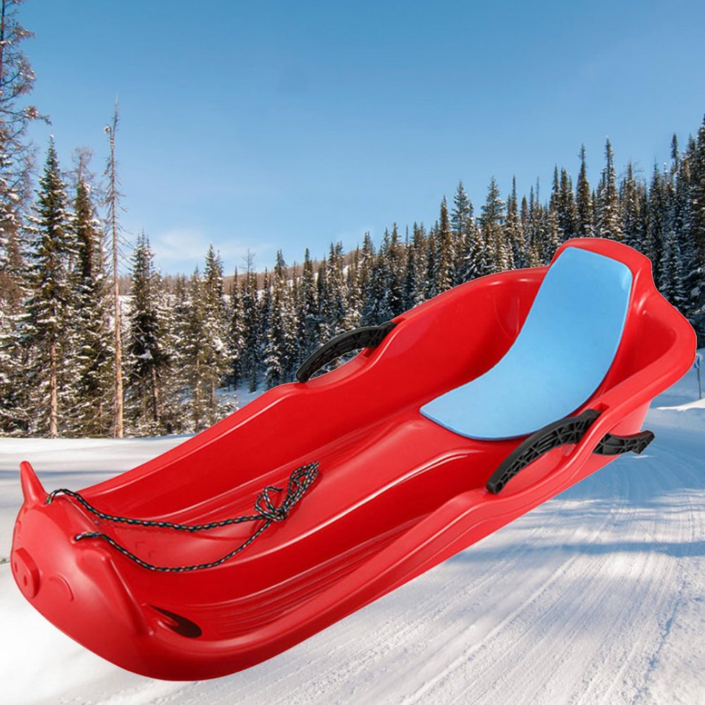 Two-Handle Children's SledgesTwo-Person Padded Sledges, Frost-Resistant and Wear-Resistant Sledges, Sledges with Backrests