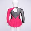 TSSOE Kids Girls Long Sleeves Mesh Patchwork Shiny Sequins Figure Ice Skating Dress Ballet Dancewear B03 12 Years view 4