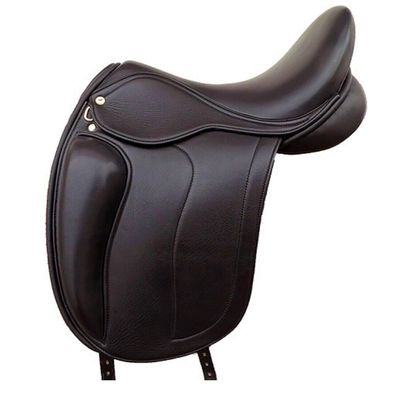 English Dressage Cow Leather with Full Covered Softie Horse Saddle 13" to 19" Black ST-ES-017 (12" Seat)