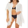 Spicy Sandia Womens Swimsuit Coverups Beach Swimwear Cover Up Short Sleeve Oversized Loose Button Down Shirt (White,L) view 2