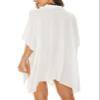 Spicy Sandia Womens Swimsuit Coverups Beach Swimwear Cover Up Short Sleeve Oversized Loose Button Down Shirt (White,L) view 3