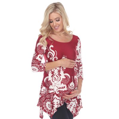 MTR1301-06-M Burgundy Maternity Ganette Tunic - Medium