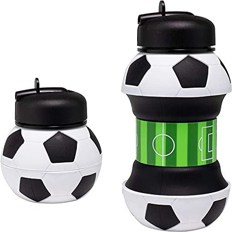 18 oz Collapsible Silicone Soccer Water Bottle