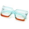 Kursan Oversized Square Black Glasses for Women Men Big Frame Blue Light Blocking Glasses Fashion Eyeglasses (Bright Black + Blue/Orange) view 4