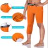 Dizoboee Youth Boys Compression Pants One Leg 3/4 Athletic Leggings for Sports Kids Basketball Tights Football Baseball Pants, Orange (Left Short) XL view 3