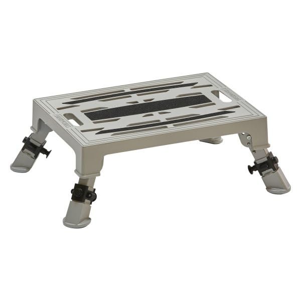 Aluminum Silver Platform Step with Adjustable Legs