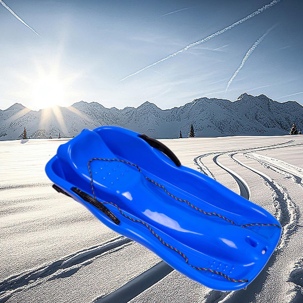 Children's Anti-Freeze Sledge, Two-Person Two-Seater Sledge, Thickened Plastic Sledge, Sledge with Backrest and Pull Rope