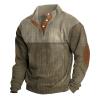 Mens 2023 Trendy Polos Shirts Fashion Casual Fall Winter Sweatshirts Casual Lapel Collar Button Up Pullover Mock Neck Long Sleeve Sweaters Long Sleeve Military Tactical Tops Y2K Green view 1