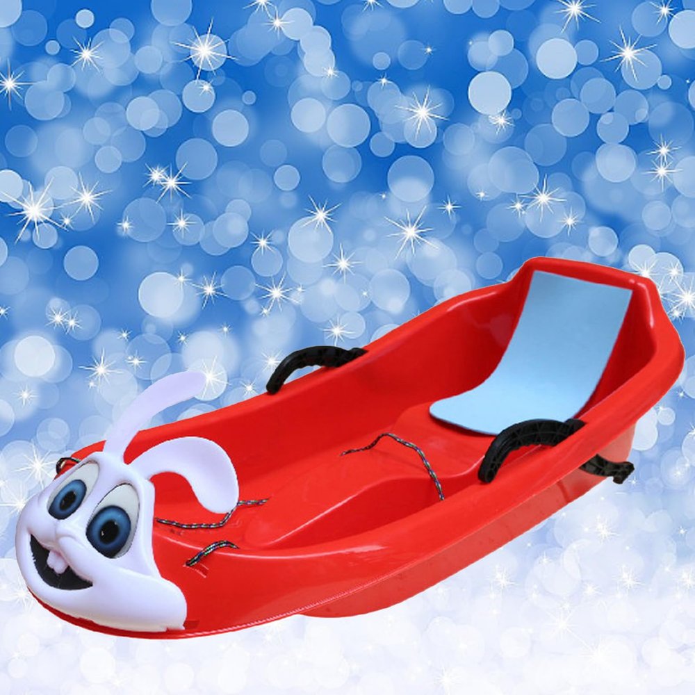 Winter Sledge, Thick Wear-Resistant Sledge, Plastic Sledge, Children's Sledge with 2 Handles and Pull Rope
