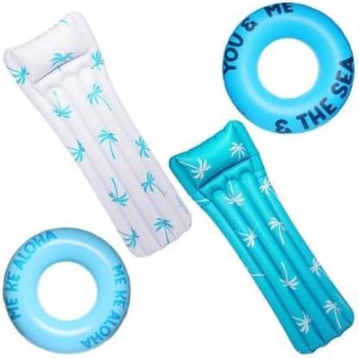Palm Print Luxe Float Set 4pcs - Pool Floats  Unisex  Multi-Color